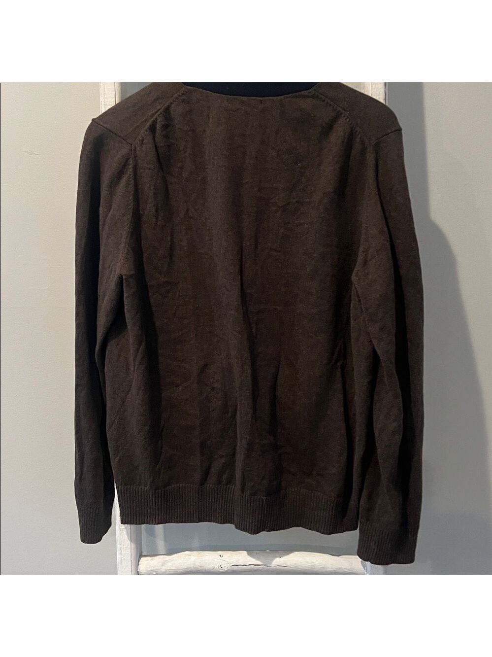 GAP cashmere Brown and navy V-Neck button front Cardigan small - Picture 7 of 9